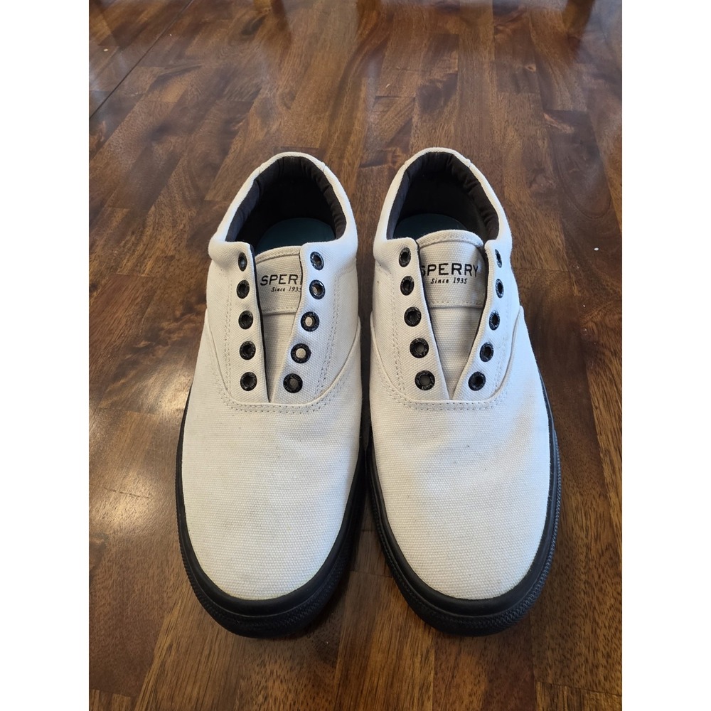 Sperry Topsider Stripers Men's Sneakers Size 9.5 White Golf Casual Shoes